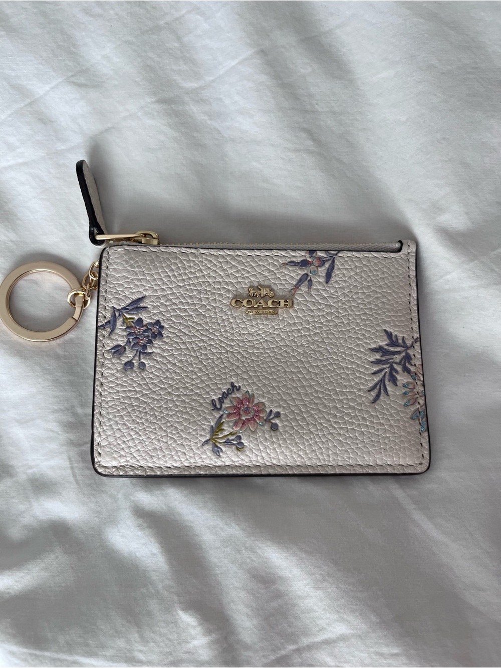 NWOT Coach floral Mini Skinny in refined pebble leather